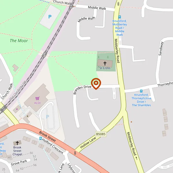 Map showing approximate location: 14, Branden Drive, Knutsford, Knutsford, Cheshire, WA16 8EJ