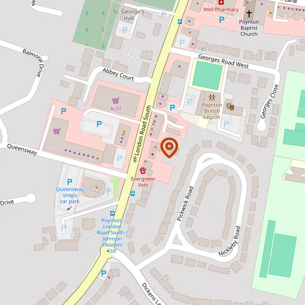 Map showing approximate location: Dental Surgery, 57, London Road South, Poynton, Stockport, Cheshire, SK12 1LA