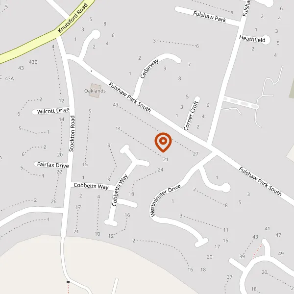 Map showing approximate location: 17, COBBETTS WAY, WILMSLOW, CHESHIRE, SK9 6HN