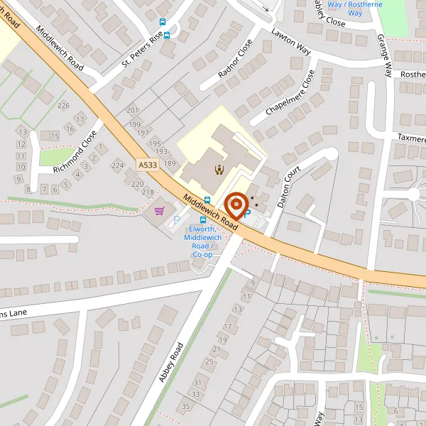 Map showing approximate location: 200, MIDDLEWICH ROAD, SANDBACH, CHESHIRE, CW11 1JD