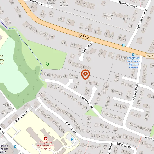 Map showing approximate location: 64, THAMES CLOSE, CONGLETON, CW12 3RL