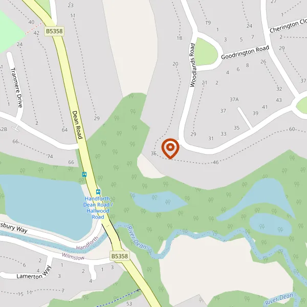 Map showing approximate location: 36, WOODLANDS ROAD, HANDFORTH, SK9 3AU