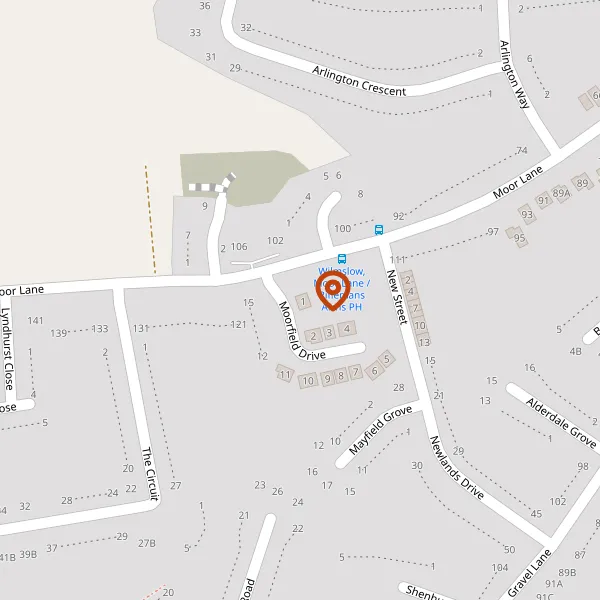 Map showing approximate location: Land to corner of Moor Lane and 1, MOORFIELD DRIVE, WILMSLOW, SK9 6DL