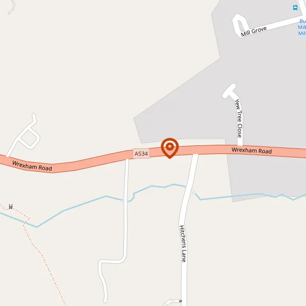 Map showing approximate location: Hill View House, WREXHAM ROAD, BULKELEY, SY14 8BX