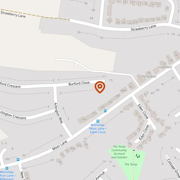 Map showing approximate location: 10, Burford Close, Wilmslow, Cheshire, SK9 6BW