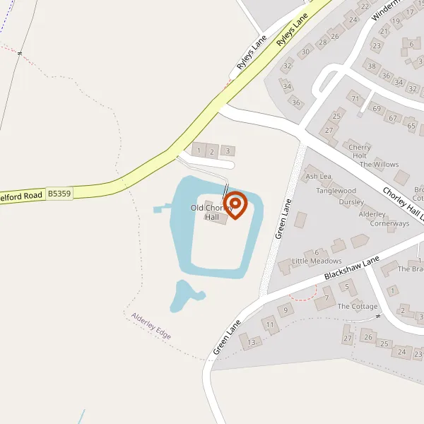 Map showing approximate location: CHORLEY OLD HALL, CHORLEY HALL CLOSE, ALDERLEY EDGE, CHESHIRE, SK9 7TG