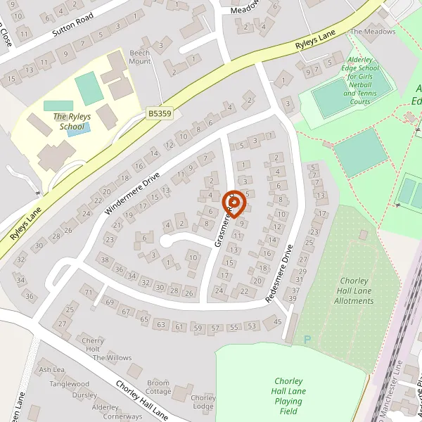 Map showing approximate location: 6, GRASMERE ROAD, ALDERLEY EDGE, SK9 7US