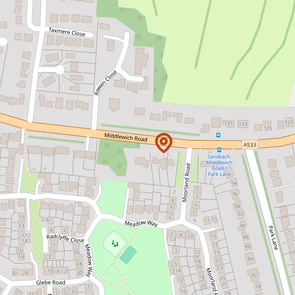 Map showing approximate location: Land Adjacent 180, Middlewich Road, Sandbach