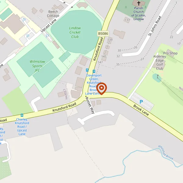 Map showing approximate location: 116, BROOK LANE, ALDERLEY EDGE, WILMSLOW, CHESHIRE, SK9 7RU