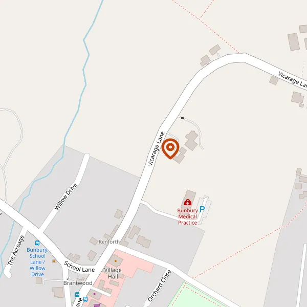 Map showing approximate location: Foxdale, Vicarage Lane, Bunbury, CW6 9PE