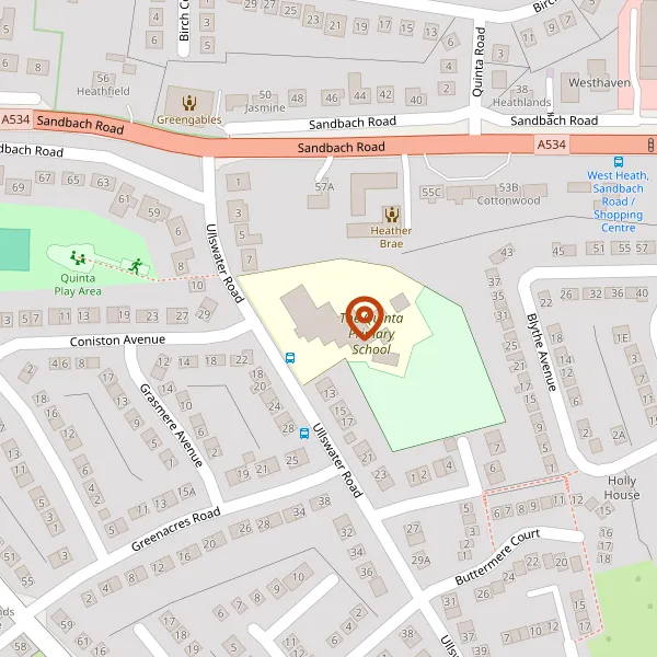 Map showing approximate location: The Quinta Primary School, Ullswater Road, Congleton, Congleton, Cheshire, CW12 4LX