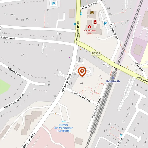 Map showing approximate location: On Gable, 62, WILMSLOW ROAD, HANDFORTH, SK9 3EW