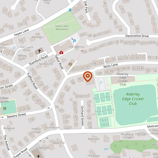 Map showing approximate location: 18, MOSS LANE, ALDERLEY EDGE, SK9 7HN