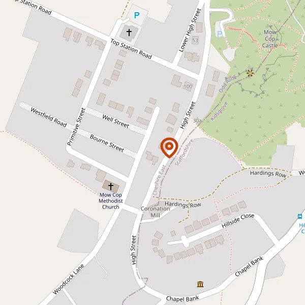 Map showing approximate location: Land Adjacent 31, High Street, Mow Cop