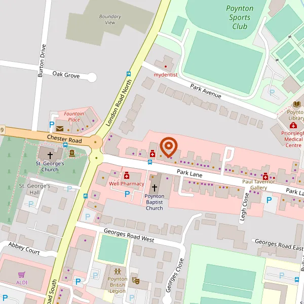 Map showing approximate location: ABODE PROPERTY DEVELOPMENT LIMITED, 9-11, PARK LANE, POYNTON, SK12 1RD