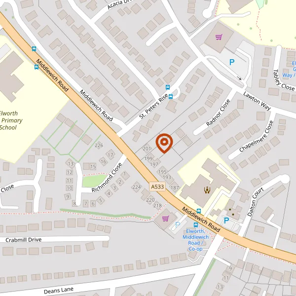 Map showing approximate location: 201, Middlewich Road, Sandbach, CW11 3EJ