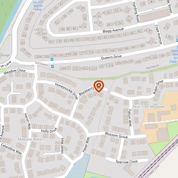 Map showing approximate location: Land Off, Blackberry Close, Edleston