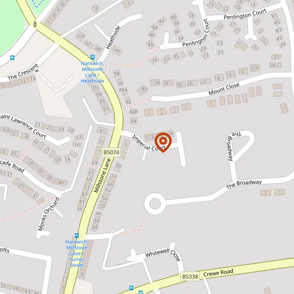 Map showing approximate location: 25, IMPERIAL COURT, NANTWICH, CW5 5GN