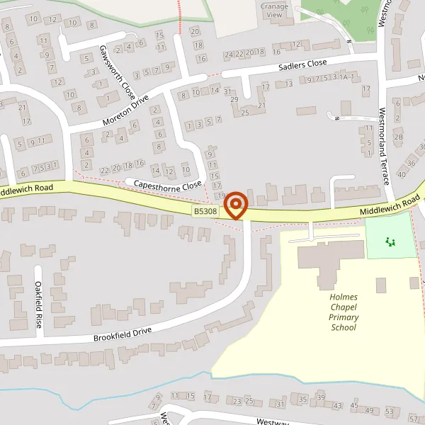 Map showing approximate location: 39, MIDDLEWICH ROAD, HOLMES CHAPEL, CW4 7EH