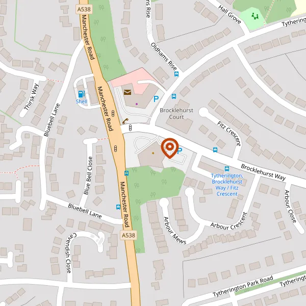 Map showing approximate location: BROCKLEHURST ARMS, 40, MANCHESTER ROAD, MACCLESFIELD, CHESHIRE, SK10 2HA