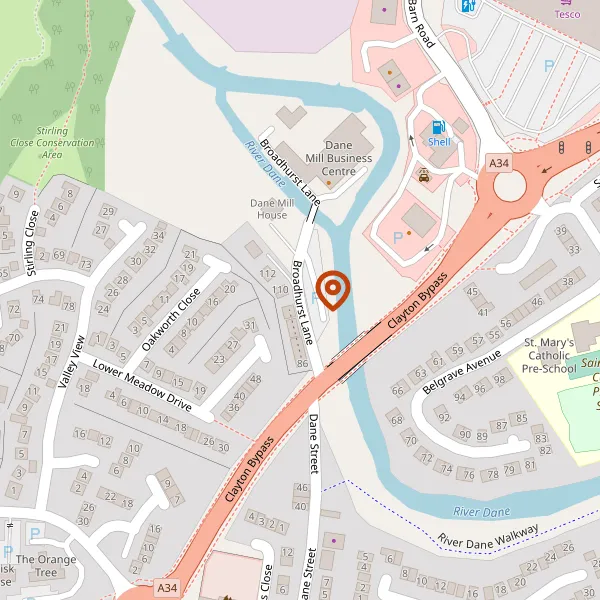 Map showing approximate location: Car Park, Broadhurst Lane, Congleton, Cheshire East, CW12 1LA