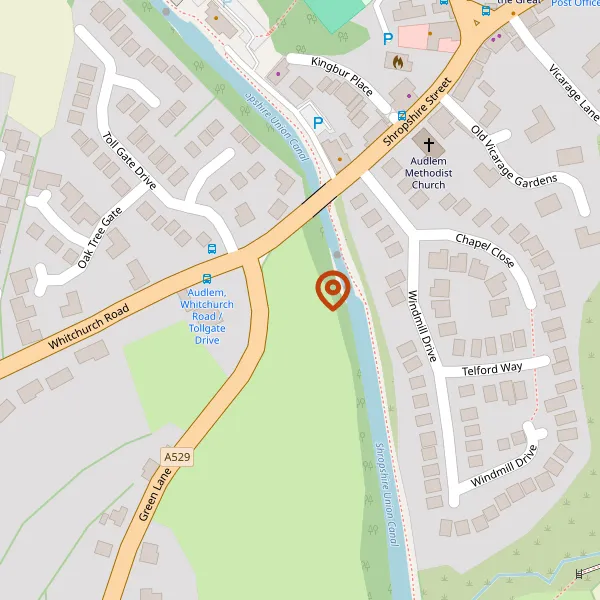 Map showing approximate location: Turnpike Field, Green Lane, Audlem