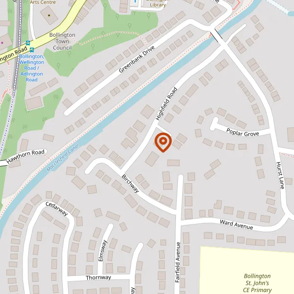 Map showing approximate location: Land Adjacent to 28, Highfield Road, Bollington, SK10 5LR