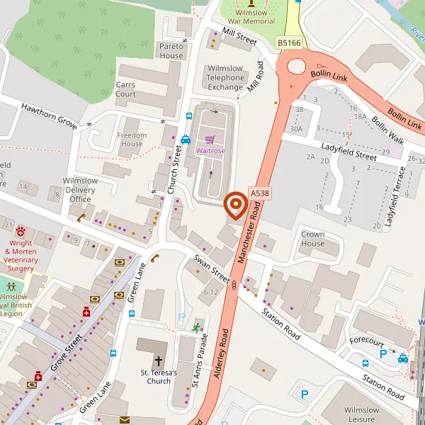 Map showing approximate location: Moss Grove Farm, Nans Moss Lane, Wilmslow, Cheshire, SK9 5NS