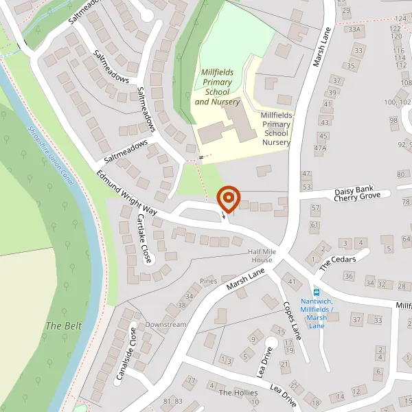 Map showing approximate location: 28, EDMUND WRIGHT WAY, NANTWICH, CW5 5HQ