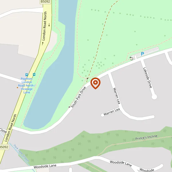 Map showing approximate location: WHITE LODGE, SOUTH PARK DRIVE, POYNTON, SK12 1BN