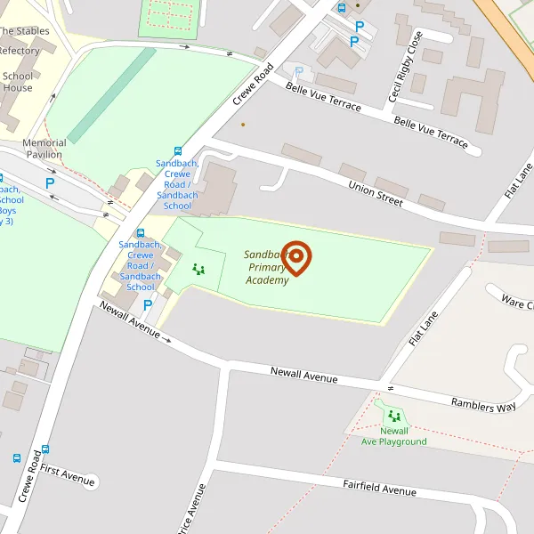 Map showing approximate location: Sandbach Primary Academy, CREWE ROAD, SANDBACH, CHESHIRE, CW11 4NS