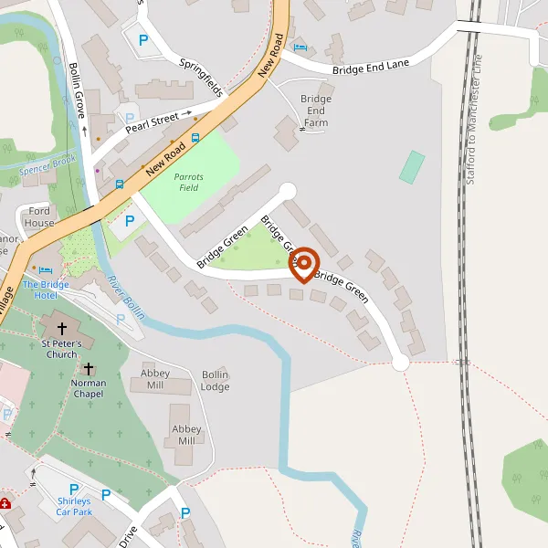 Map showing approximate location: Bollin View, 20, BRIDGE GREEN, PRESTBURY, CHESHIRE, SK10 4HR