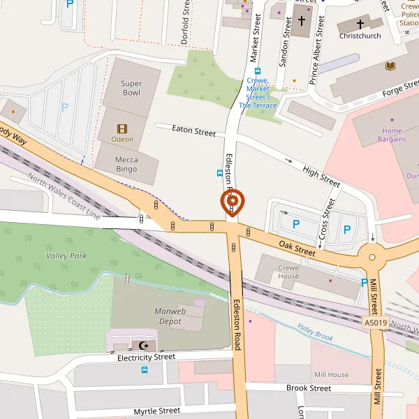 Map showing approximate location: 246, Edlestone Road, Crewe, CW2 7EH