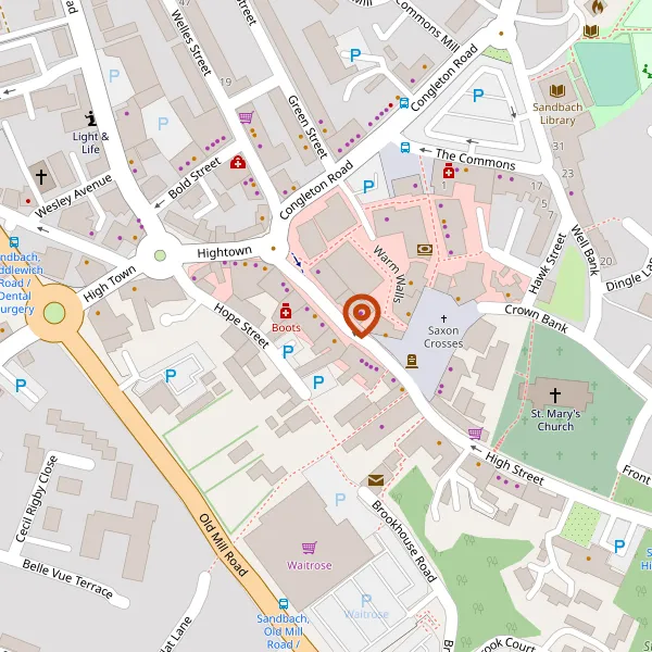 Map showing approximate location: FIRST FLOOR, 11B, HIGH STREET, SANDBACH, CHESHIRE, CW11 1AH