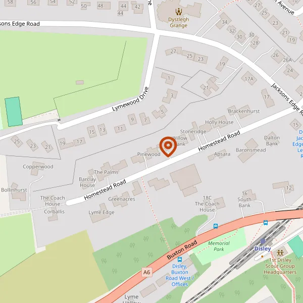 Map showing approximate location: Dunwood, Homestead Road, Disley, Stockport, Cheshire, SK12 2JN