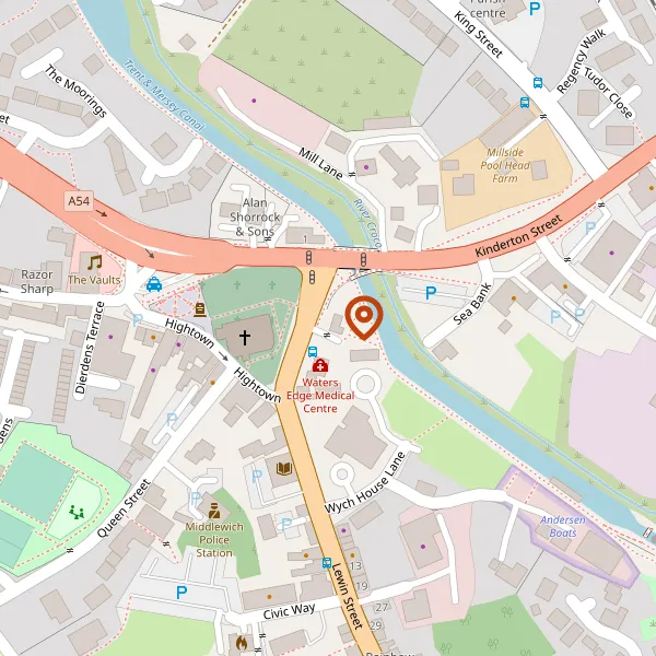 Map showing approximate location: Ivc Facility, MIDDLEWICH ROAD, LEIGHTON, CW1 4QQ