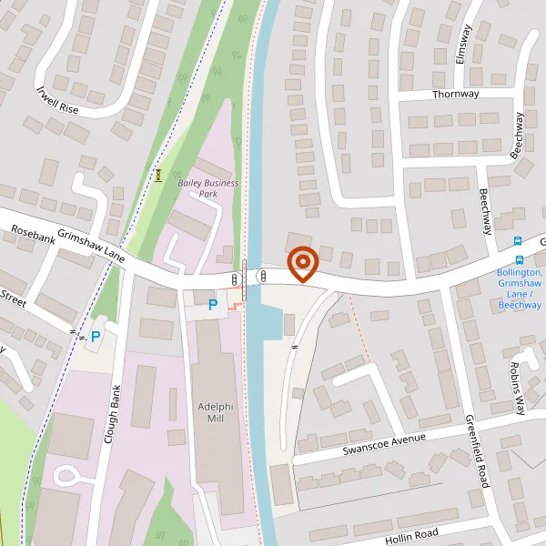 Map showing approximate location: The Wharf, Bollington Packet Boat Company, Grimshaw Lane, Bollington, Cheshire East, SK10 5JB