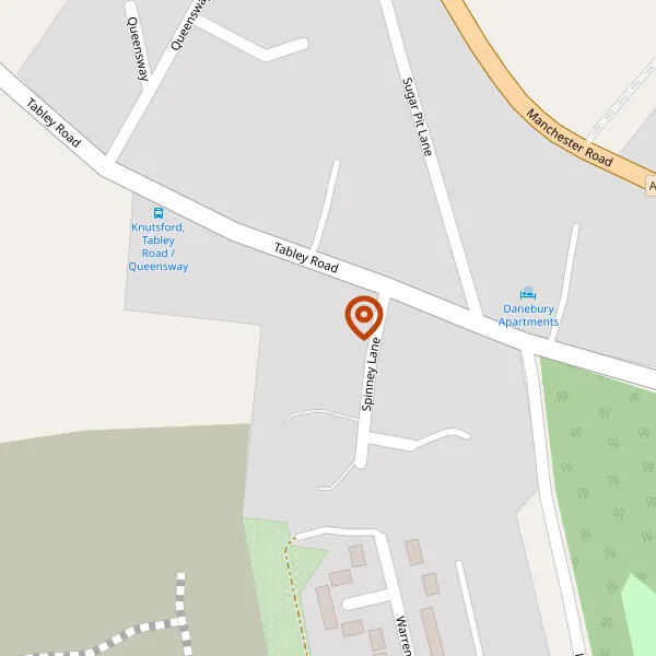 Map showing approximate location: SPINNEY LODGE, TABLEY ROAD, KNUTSFORD, CHESHIRE, WA16 0NG