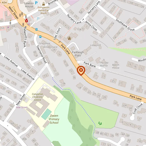 Map showing approximate location: 14, PARK LANE, CONGLETON, CHESHIRE, CW12 3DG