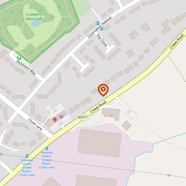 Map showing approximate location: THE POINT, CREWE ROAD, ALSAGER