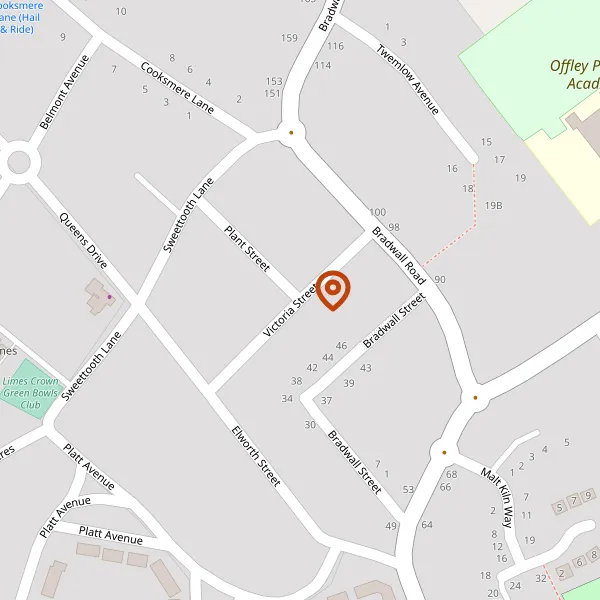 Map showing approximate location: 19, VICTORIA STREET, SANDBACH, CHESHIRE, CW11 1HB