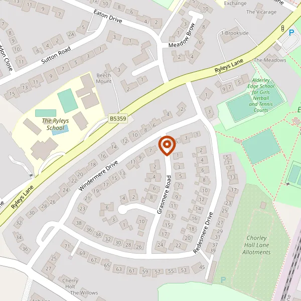 Map showing approximate location: 7, WINDERMERE DRIVE, ALDERLEY EDGE, CHESHIRE, SK9 7UP