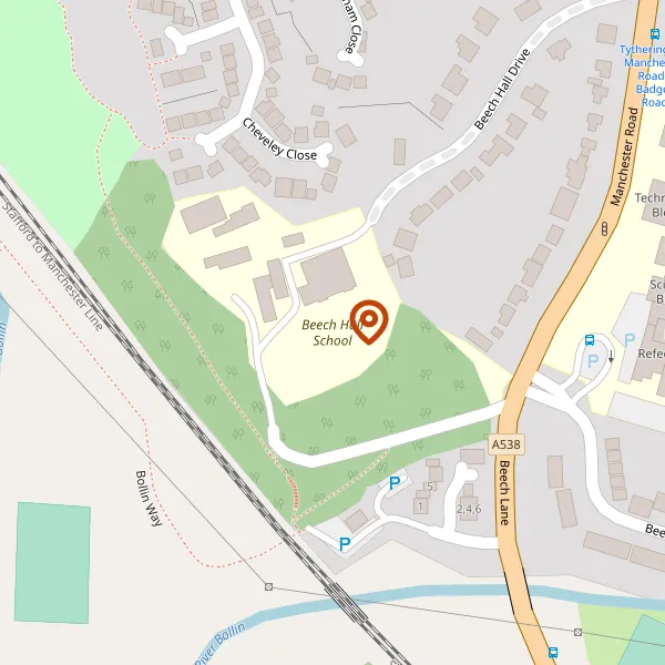 Map showing approximate location: BEECH HALL SCHOOL, BEECH HALL DRIVE, MACCLESFIELD, CHESHIRE, SK10 2EG