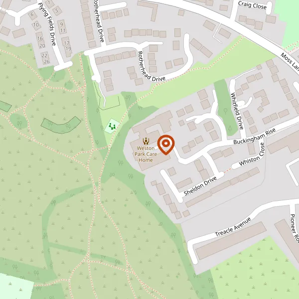 Map showing approximate location: Weston Park Care Home, MOSS LANE, MACCLESFIELD, NORTHWICH, CHESHIRE, SK11 7XE