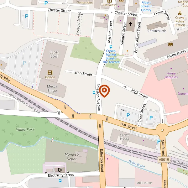 Map showing approximate location: Christadelphian Hall, 248, Edleston Road, Crewe, CW2 7EH