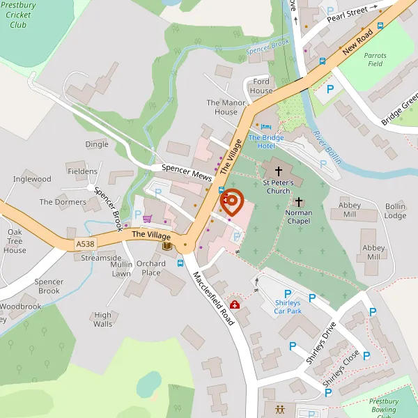 Map showing approximate location: CHURCH HOUSE, THE VILLAGE, PRESTBURY, SK10 4DG