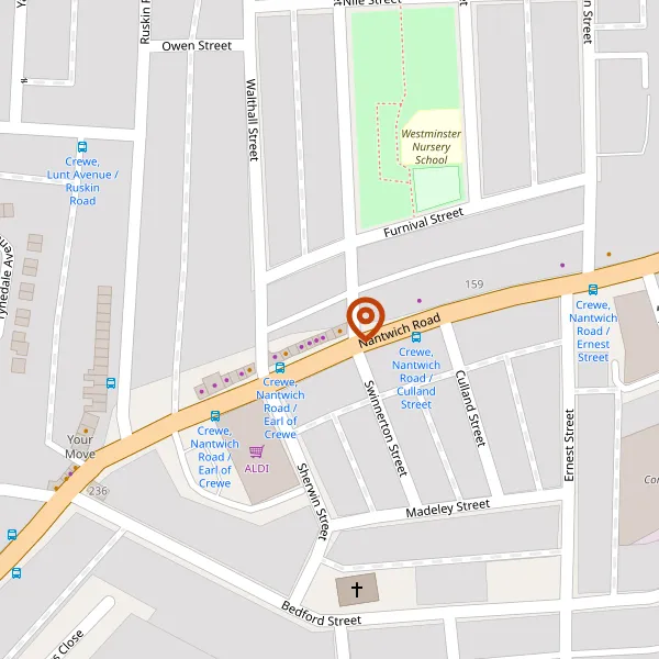 Map showing approximate location: 189, Nantwich Road, Crewe, CW2 6DD