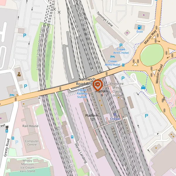 Map showing approximate location: TICKET OFFICE, Crewe Railway Station, NANTWICH ROAD, CREWE, CW2 6HR