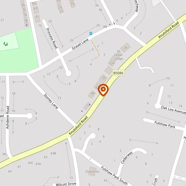 Map showing approximate location: 44, KNUTSFORD ROAD, WILMSLOW, CHESHIRE, SK9 6JB