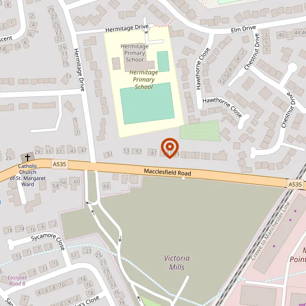 Map showing approximate location: 83, MACCLESFIELD ROAD, HOLMES CHAPEL, CREWE, CHESHIRE, CW4 7NH